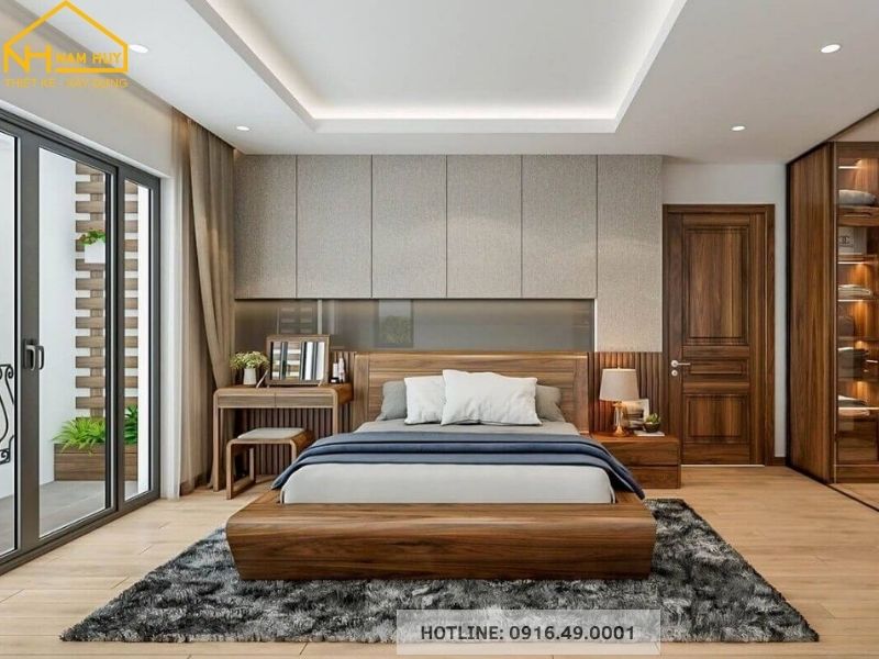 Thiết kế nội thất phòng ngủ thu hút với vật liệu gỗ có diện tích từ 15m2 - 20m2