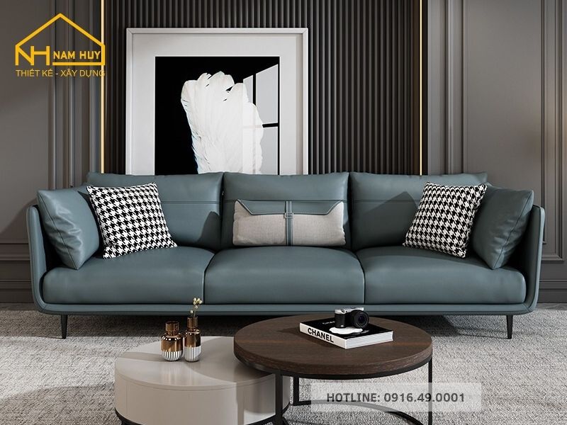 Bàn ghế sofa chất liệu da bò thật hoặc da microfiber chống bám bụi, chống thấm