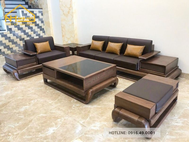 Bàn ghế sofa gỗ óc chó cao cấp hiện đại nhập khẩu Bắc Mỹ – vân xoáy đẹp, sang trọng