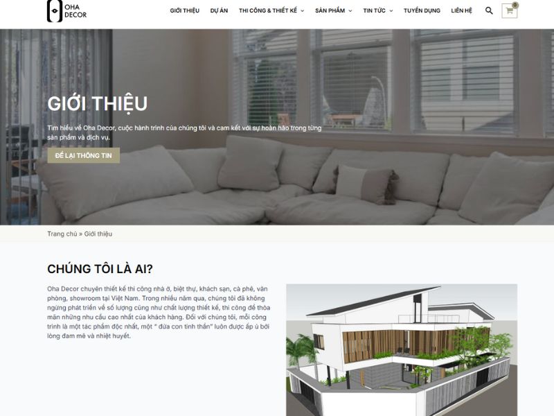 Website công ty xây dựng nhà ở Đà Nẵng Oha Decor nhận được sự tin tưởng lớn từ khách hàng