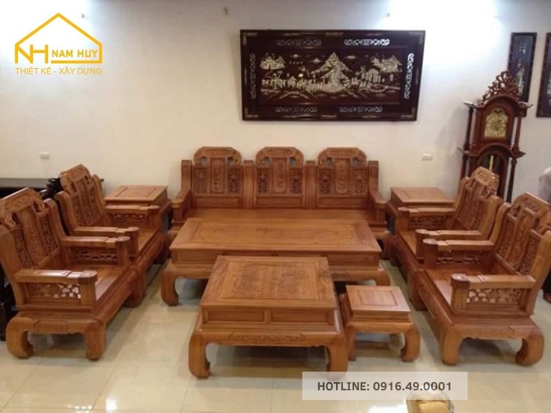 Mẫu bàn ghế phòng khách Đồng K gỗ quý, đường nét tinh tế, giá trị sưu tầm cao