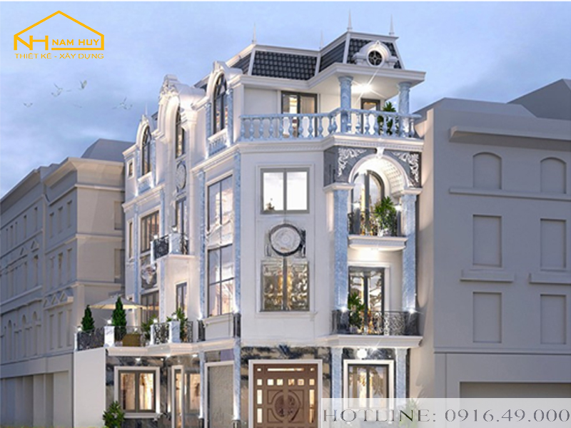 Nhà 2 mặt tiền tân cổ điển 4 tầng có thang máy