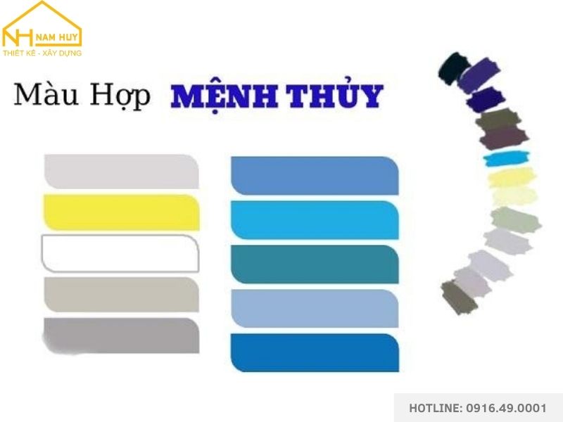 Màu sơn xanh dương chủ đạo phù hợp mệnh Thủy, tạo cảm giác mát mẻ và thư thái