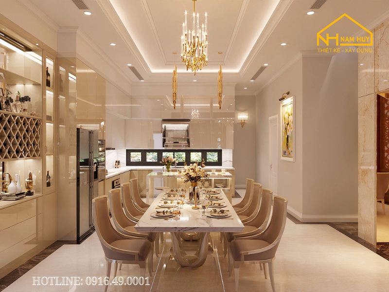 Thiết kế nội thất phòng ăn theo phong cách Cổ Điển không lỗi mốt, phù hợp với biệt thự, nhà phố cao cấp vừa tạo không vừa nghi vừa hiện đại