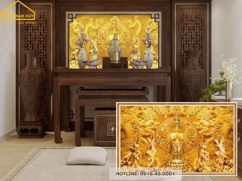 Sử dụng tranh đá tâm linh như hình Phật trong phòng thờ không chỉ tăng tính tôn nghiêm mà còn giúp gia chủ cảm thấy bình an và gặp nhiều may mắn