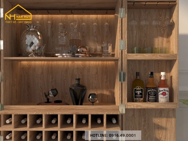 Tủ rượu bằng gỗ tự nhiên mang đến vẻ đẹp sang trọng