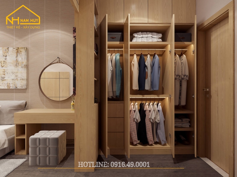 Thiết kế tủ quần áo cửa lùa phù hợp phòng ngủ diện tích nhỏ, tối ưu không gian