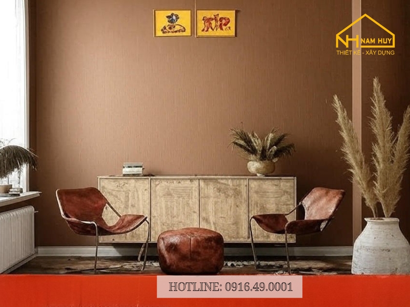 Màu nâu đất – Mộc mạc nhưng rất cá tính phù hơn cho gam màu sơn nhà tối giản được ưa thích