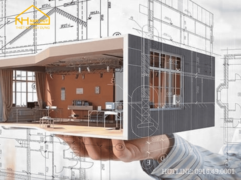 Nội thất một căn phòng với các dầm trần lộ ra, tạo điểm nhấn kiến trúc