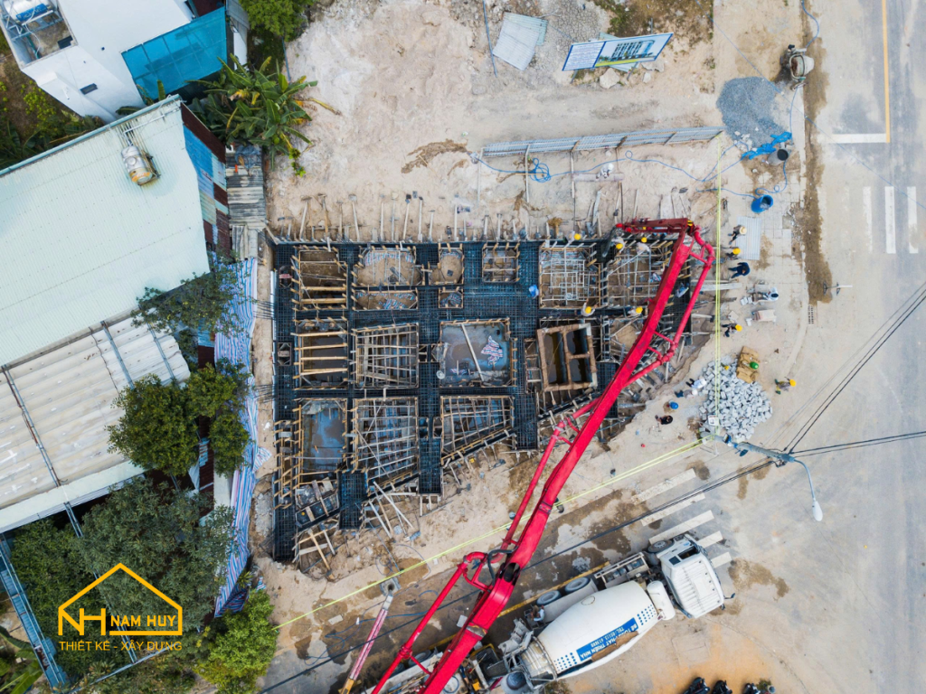 Thi công móng đài cọc và bể nước pccc